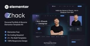 Zhack – Personal Portfolio & Resume Elementor Template Kit